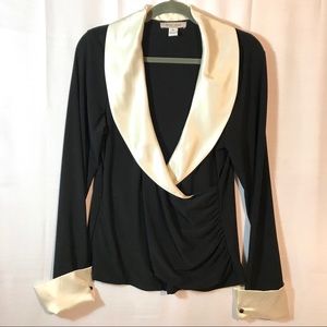 WHBM Surplice Dressy Top Slinky Knit Black XL